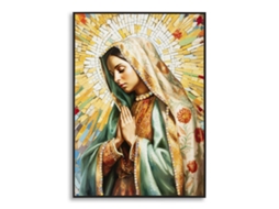 Pintura Sobre Tela Lacado Madonna -a- Com Moldura Cm 72x4x102
