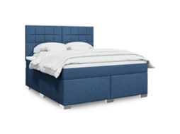 Vidaxl Cama Com Molas/colchão 180x200 Cm Tecido Azul
