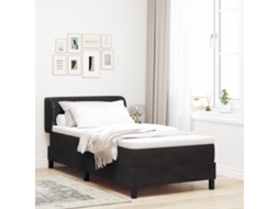 Cama Box Spring Com Colchão Preto 90x200 Cm Veludo