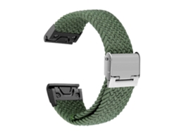 Bracelete entrançada Solo loop ajustável para Garmin foretrex 601 Verde