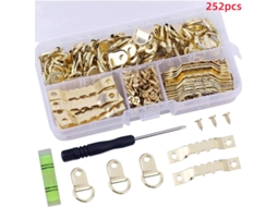 Kit Com 252 Peças De Suportes Dourados Para Quadros, Em Aço Inoxidável, Ganchos Pendurar Quadros E Espelhos. Ideal Na Parede. -aquaforge