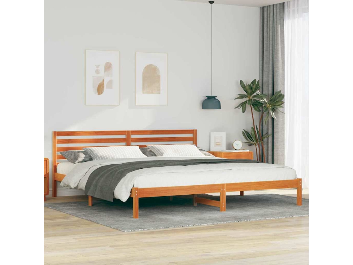 Vidaxl Estrutura Da Cama Com Cabeceira Marrom Cera 180 X 220 Cm