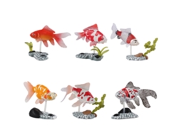 Ats 6 Peças de Figuras de Peixes Dourados Artificiais com Base Brinquedos de Plástico Realistas para Crianças