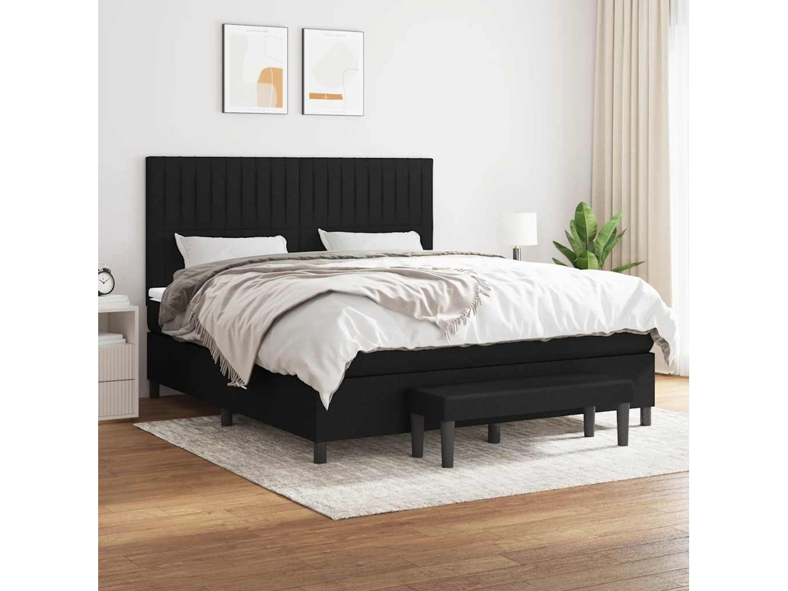 Vidaxl Cama Com Molas/colchão 160x200 Cm Tecido Preto