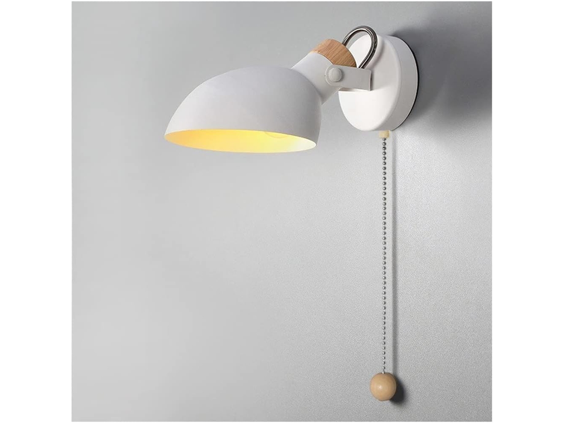 Luminária De Parede Cabeceira Com Interruptor Corrente, Estilo Nórdico Moderno, Soquete E14 Com Cúpula De Metal