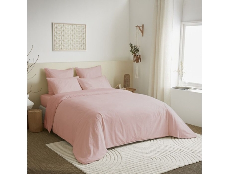 Conjunto de Capas de Edredão UNIVERS DÉCOR Completo Unicolor Cama Algodão Rosa - 6pcs (200 cm)