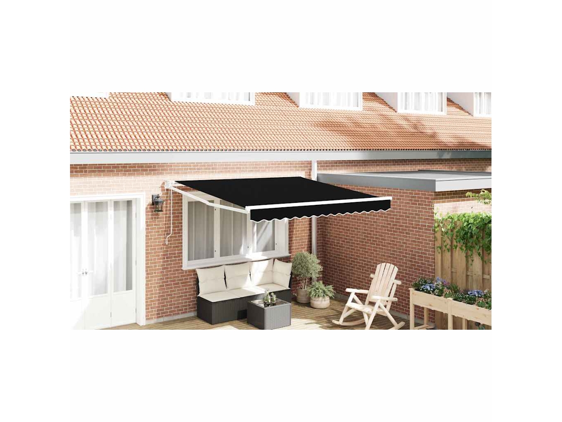 Vidaxl Toldo Retrátil Preto 300 X 250 X 165 Cm Poliéster E Metal