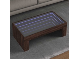 Vidaxl Mesa De Centro Luzes Led Infinity 90x50x30 Cm Carvalho Castanho