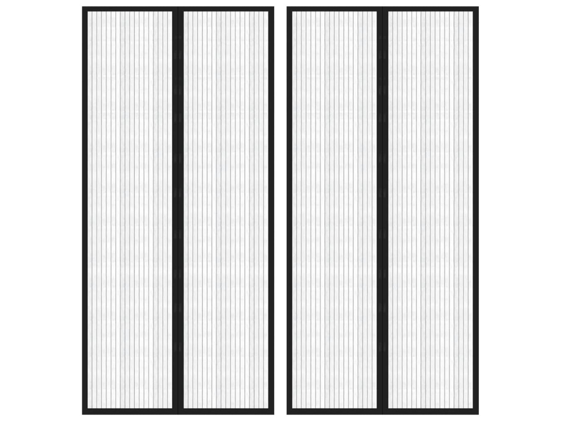 Vidaxl Cortinas De Porta Anti-insetos Magnéticas 2 Pcs 220x110cm Preto