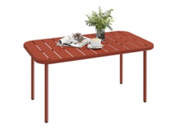 Mesa de centro de jardim em aço galvanizado com plateau de latés, 90x50x43cm vermelho | S/MARCA