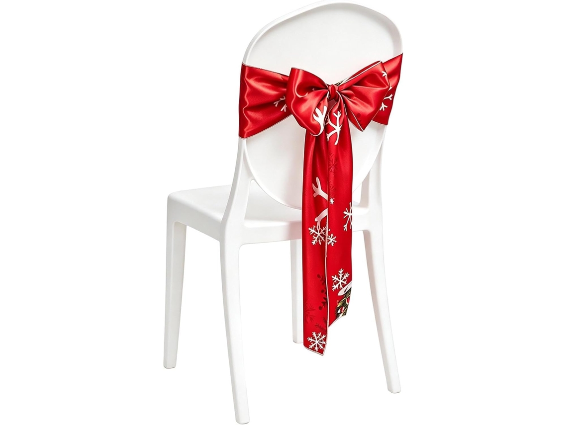 Decoração De Natal Com Laços Para Cadeiras, Gravatas E Tema Lavável | Vermelho Para Casa
