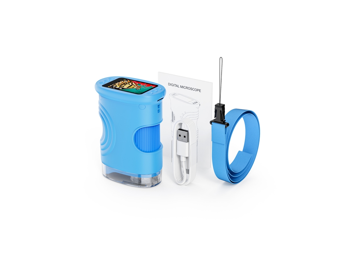 Microscópio Infantil Digital Portátil 1000x Com Ecrã Ips 2.0" E Câmara 2mp - Azul - Eifson