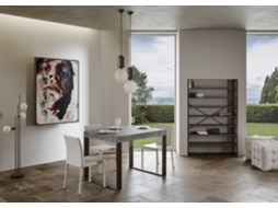 Mesa de Jantar Extensível 140X90/244 Cm Tecno Premium Cimento Quadro Antracite ITAMOBY