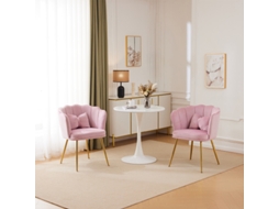 Conjunto de 2 Cadeiras BTFORUS Modernas de Veludo, apoio Lombar em Pétalas, pernas Douradas, para Sala de Estar, quarto ou Banheiro