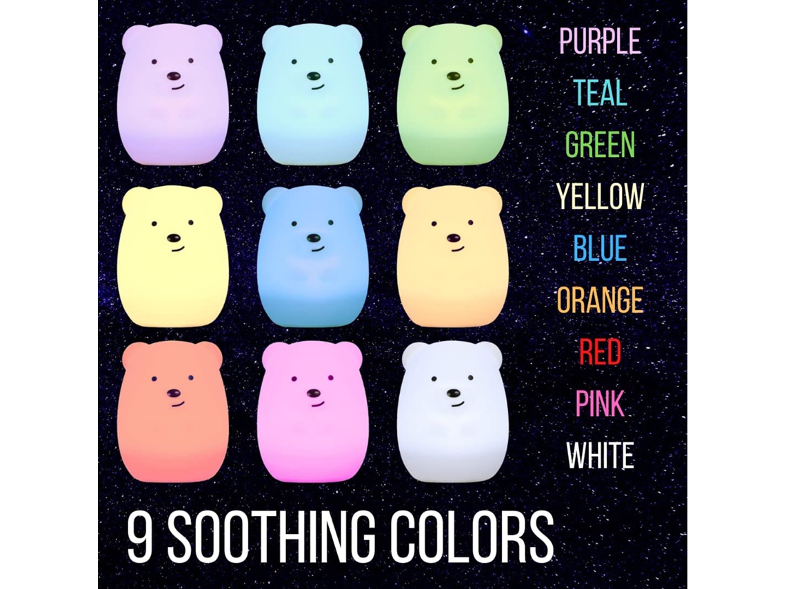 Luz Noturna Urso Pat Pat Silicone Mudança de Cor Presente Infantil