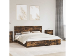 Vidaxl Cama Com Armazenamento Ajustável Carvalho Defumado 180 X 200 Cm