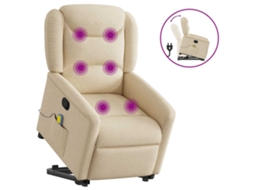 Vidaxl Poltrona Elevatória De Massagens Tecido Cor Creme