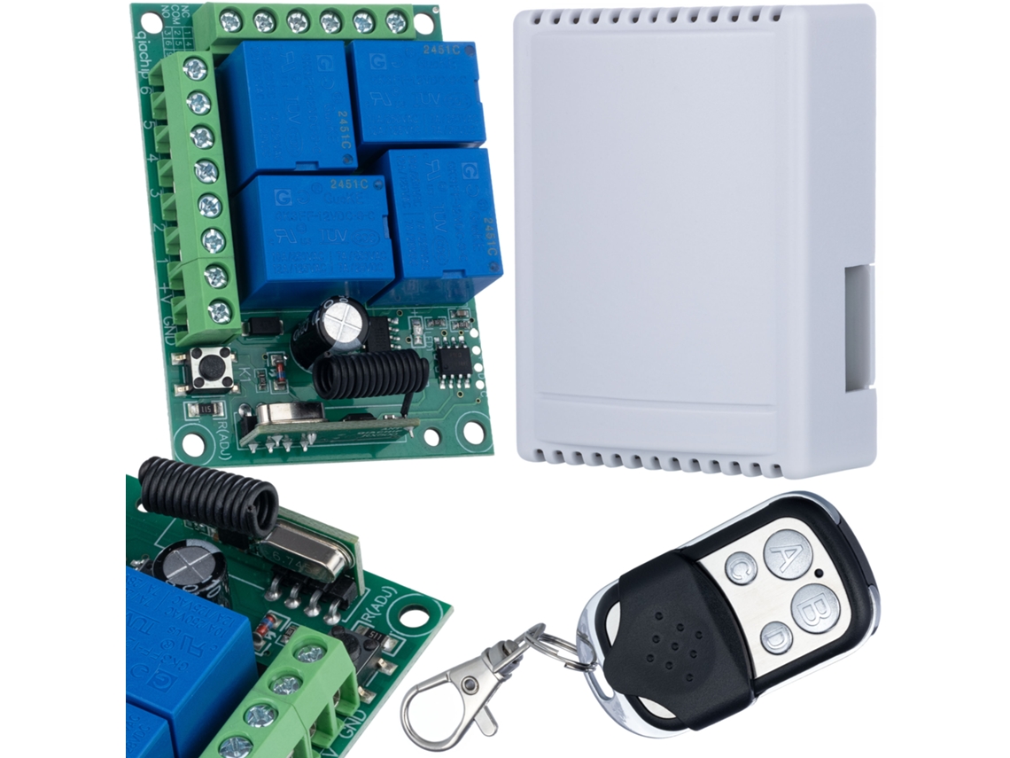 Módulo De Relé Com Controle Remoto 433mhz, 4 Canais| Alcance 100m| 12v Dc| Modos Programáveis