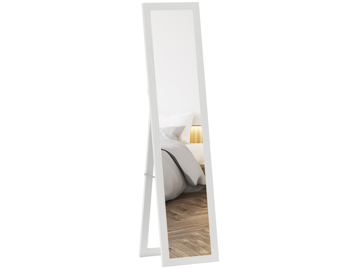 Espelho de Pé Mdf e Vidro Cor Branco Com Veios 37x40x155 cm Homcom
