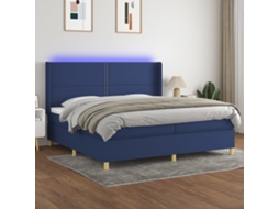 Vidaxl Cama Box Spring C/ Colchão E Led 200x200 Cm Tecido Azul