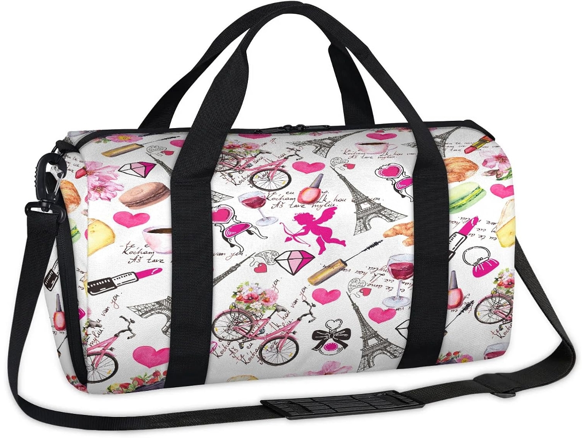 Bolsa MARCA romântica com estampa da Torre Eiffel 45x21x23cm tecido poliéster