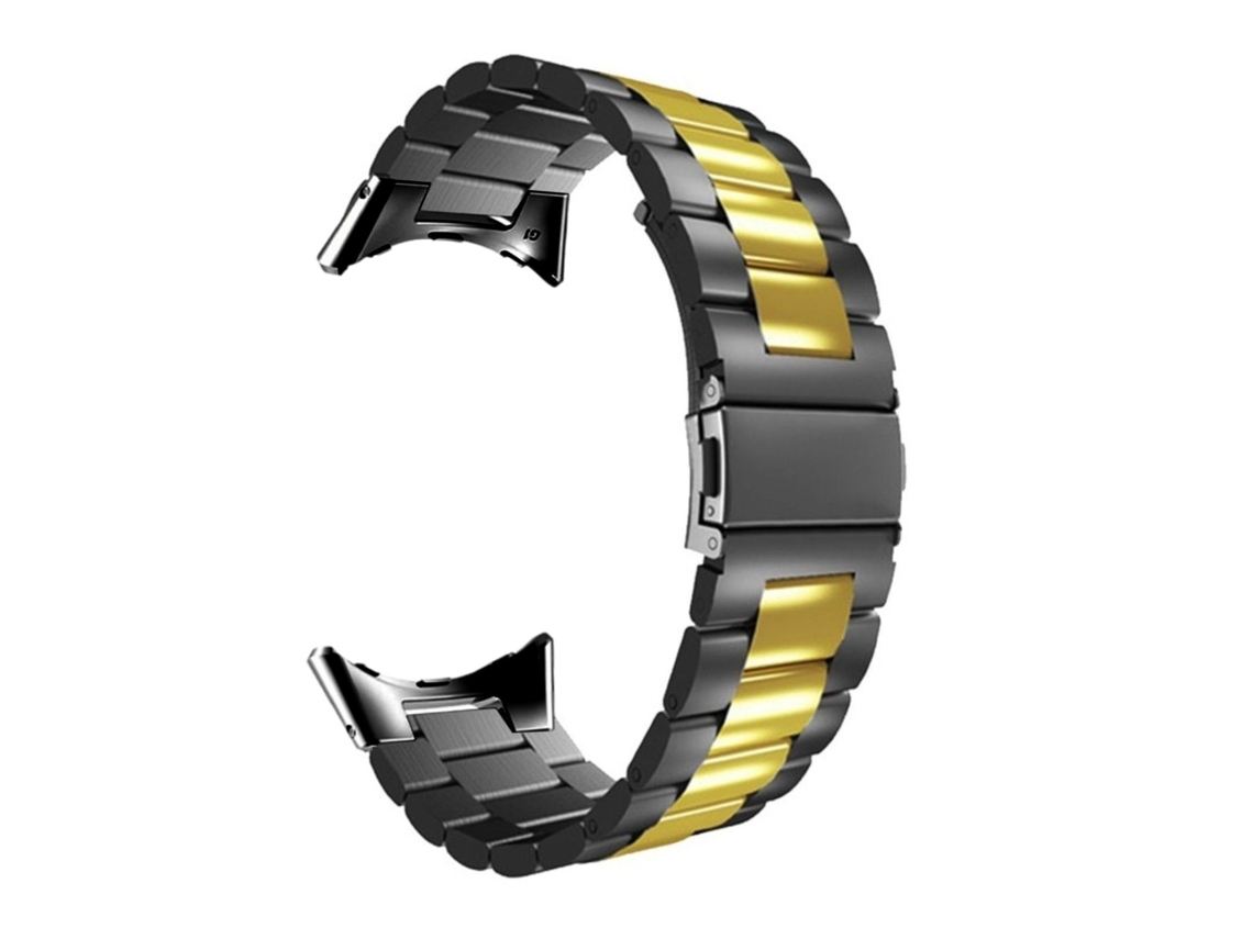 Bracelete Aço Ajustável para Google Pixel Watch Preto e Dourado