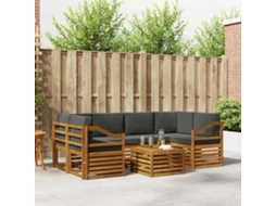 Vidaxl Conjunto De Sofás Para Exterior 7 Unid. Natural E Antracite