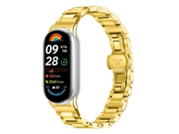 Bracelete para Xiaomi Smart Band 10/9/8 Aço Inoxidável Fino Fecho Borboleta Dourada XIAOMOYU