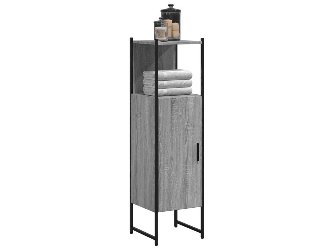 Vidaxl Armário Wc 33x33x120,5 Cm Derivados De Madeira Sonoma Cinzento