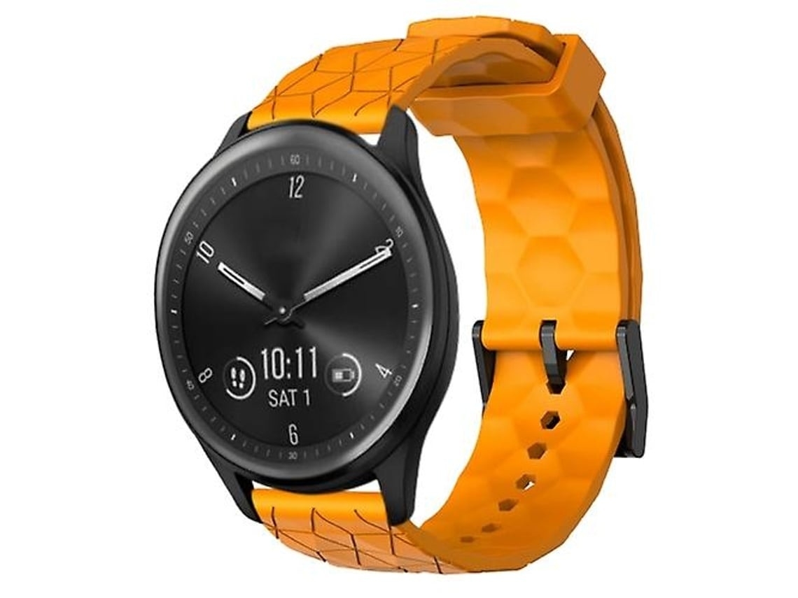 Pulseira De Relógio Lurelia Para Garmin Vivomove Sport 20 Mm Padrão De Futebol Cor Sólida Em Silicone Amarelo