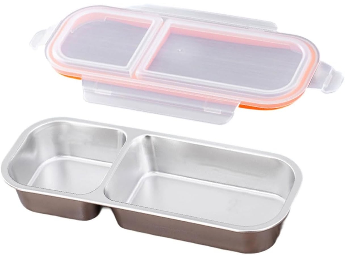 Recipiente Para Alimentos Em Aço Inoxidável Com Tampa, Próprio Para Lava Louças, Ideal Para Refeições Quentes E Frias