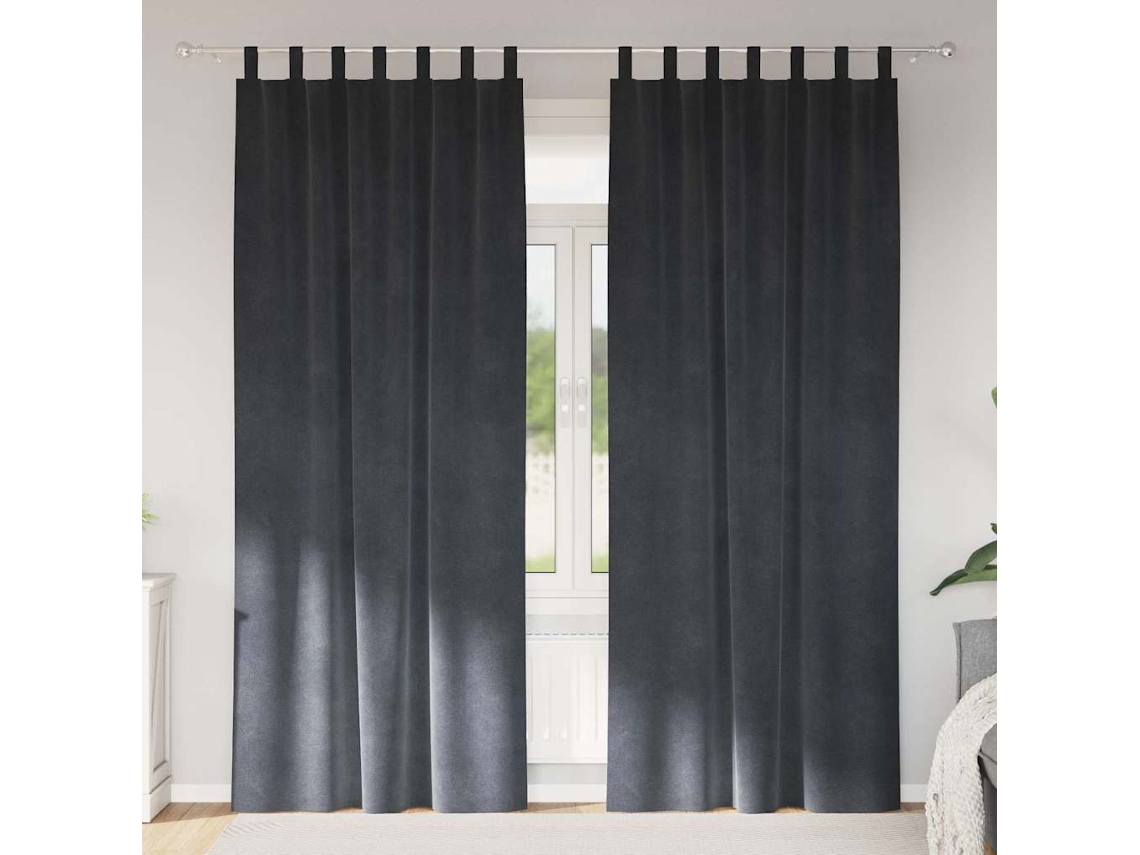 Vidaxl Cortinas Opacas 2 Unid. Cinzento-claro 140 X 225 Cm Veludo