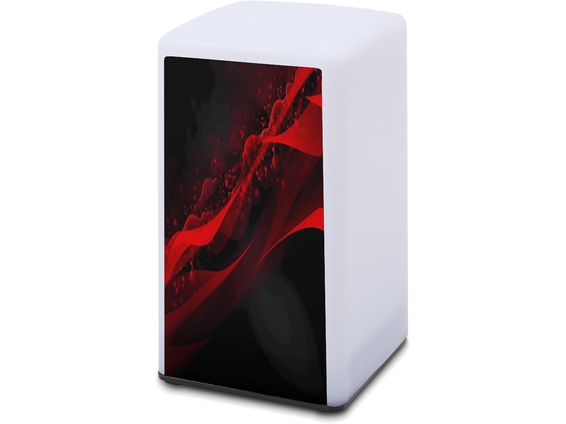 Luminária De Mesa A Bateria Com Estampa Em Fundo Preto E Vermelho, Ideal Para Leitura Em Escritórios E Quartos