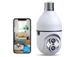 Câmera De Segurança Sem Fio Yizhood E27 Zoom 10x Externa / Interna 2.4g Wifi Colorida Visão Noturna Branca