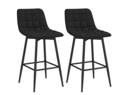Conjunto de 2 bancos de cozinha nórdicos em tecido veludo e metal 45x47x84cm preto BTFORUS