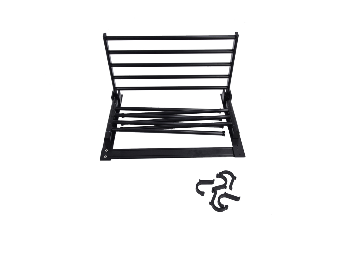 Rack de Secado de Ropa Pared Girevole Con Ganchos para Baño Negro