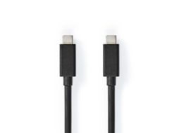 Cabo Usb Usb 3.2 Geração 2X2 Usb-C Macho Usb-C Macho 100 W 4K a 60Hz 20 Gbps Niquelado 2 00M Rodada Pvc Preto Encaixotado NEDIS