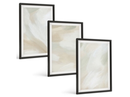 Pinturas Murais Modernas Texturas Pictóricas, Tinta, Minimalismo Moldura Preta Quadros Para A Sala De Estar Espelharte (3 Piezas De 40x60 Cm)