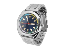 Relógio Analógico Quartz Masculino Resistente À Água com Data Pulseira de Aço Inoxidável Azul