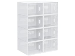 Conjunto 8 Caixas Organizadoras Cubo Sapatos Portas Transparentes