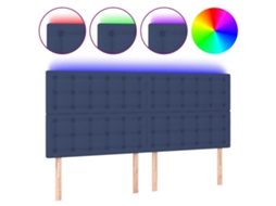 Cabeceira de Cama com Luzes Led Tecido Azul MAISON EXCLUSIVE (180x5x118 cm)