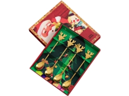 Conjunto De 4 Colheres De Chá De Natal Em Aço Inoxidável