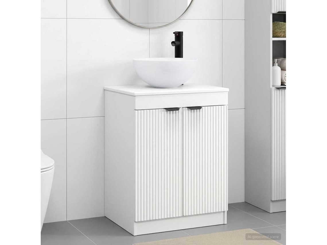 Vidaxl Conjunto De Móveis Para Banheiro Branco Derivados De Madeira