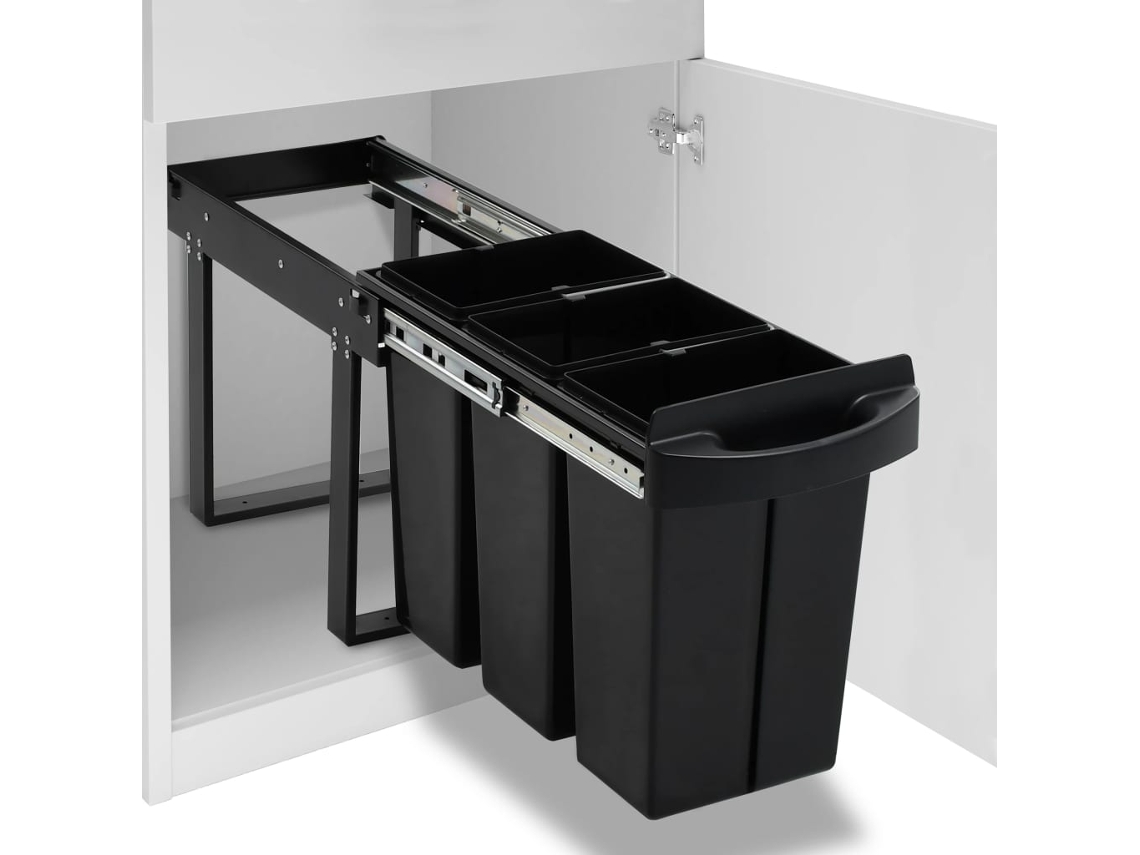 Vidaxl Balde Do Lixo De Encastre No Armário Cozinha Fecho Suave 36 L