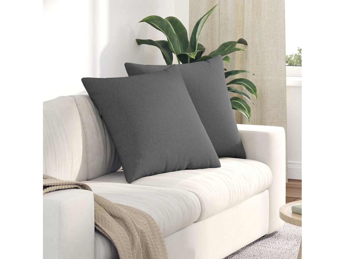 Vidaxl Travesseiros De Sofá 2 Unid. Tecido Cinza Escuro 60 X 60 Cm