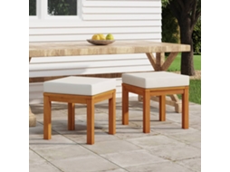 Bancos De Jardim C/ Almofadãµes 2 Pcs 40x40x42 Acãcia Maciã§a DKD HOME DECOR