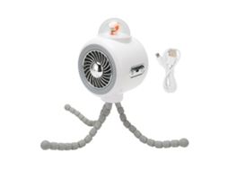 Ventilador portátil recarregável para carrinho de bebê com tripé flexível, 4 modos e rotação de 120°.