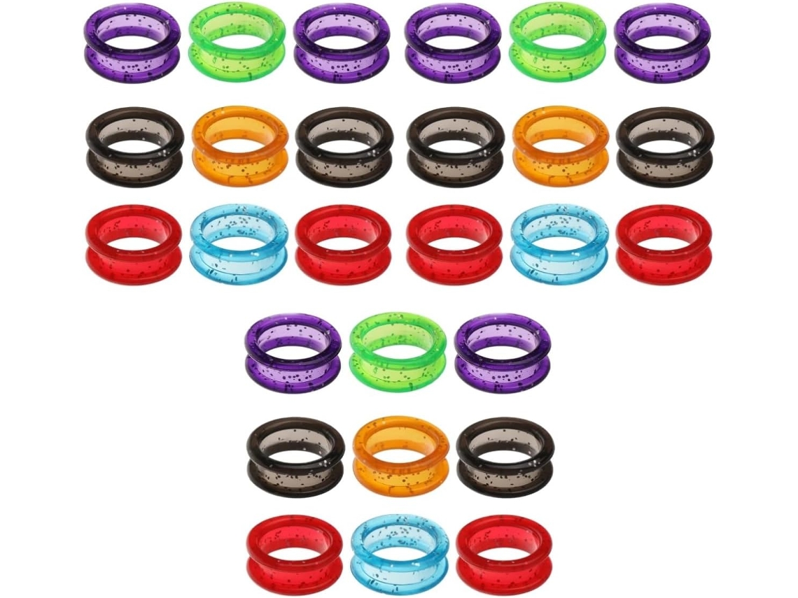 Conjunto de 27 anéis de silicone para os dedos, para maior conforto ao usar joias de cabelo.