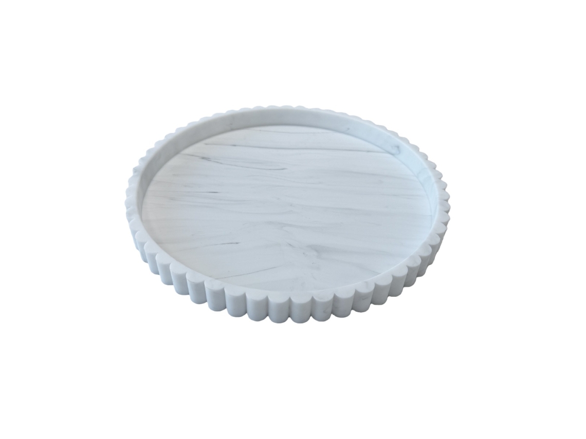 Bandeja De Armazenamento Redonda Ondulada De Silicone 30,5cm Branco Inf