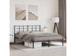 Vidaxl Estrutura De Cama Com Cabeceira 160x200 Cm Metal Preto